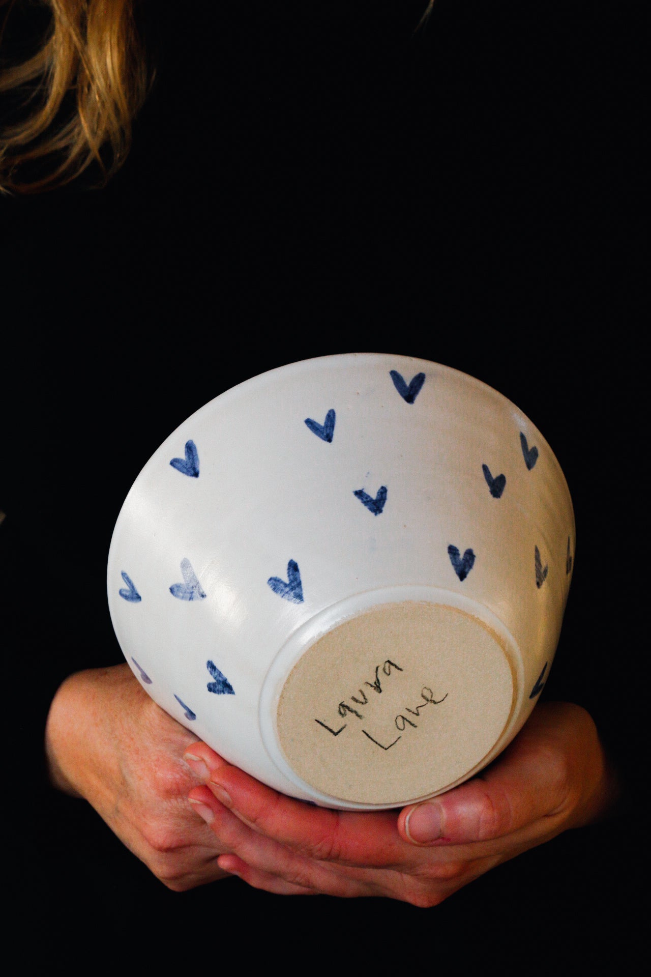 Little Hearts Bowl with inner Stripes