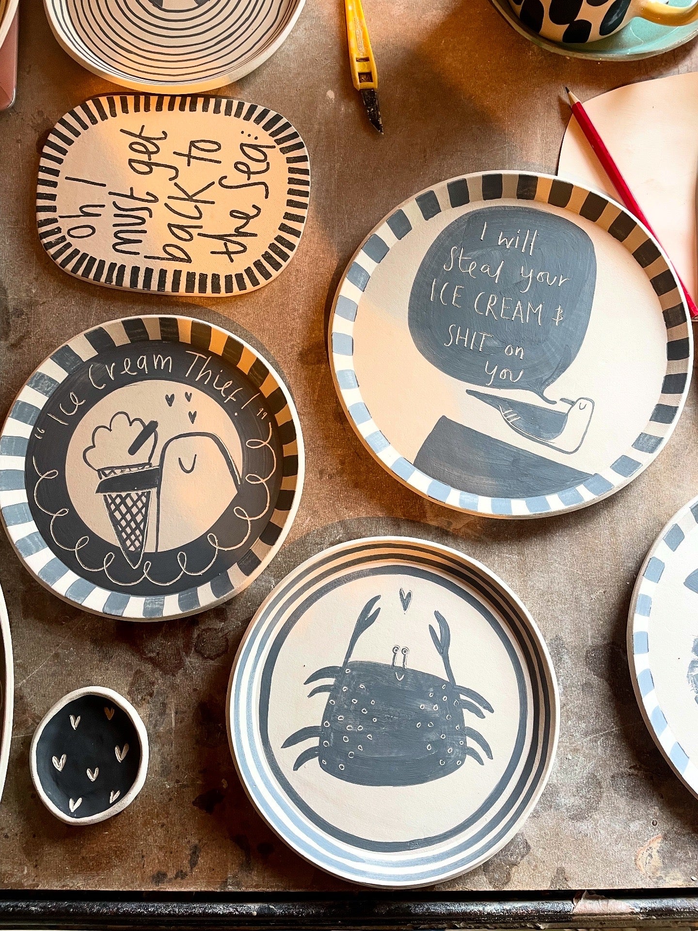 “I will steal your chips and shit on you” plate