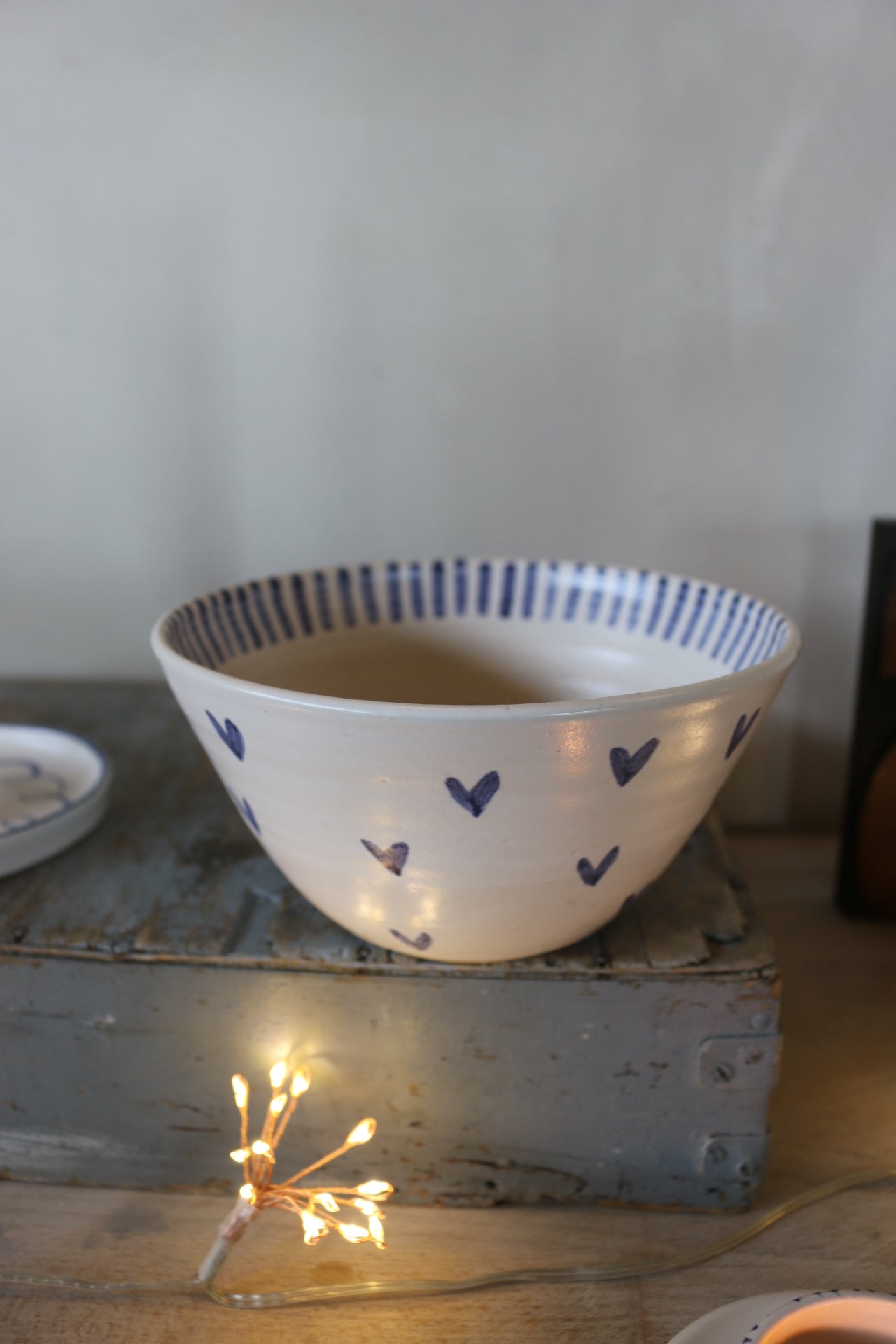 Little Hearts Bowl with inner Stripes
