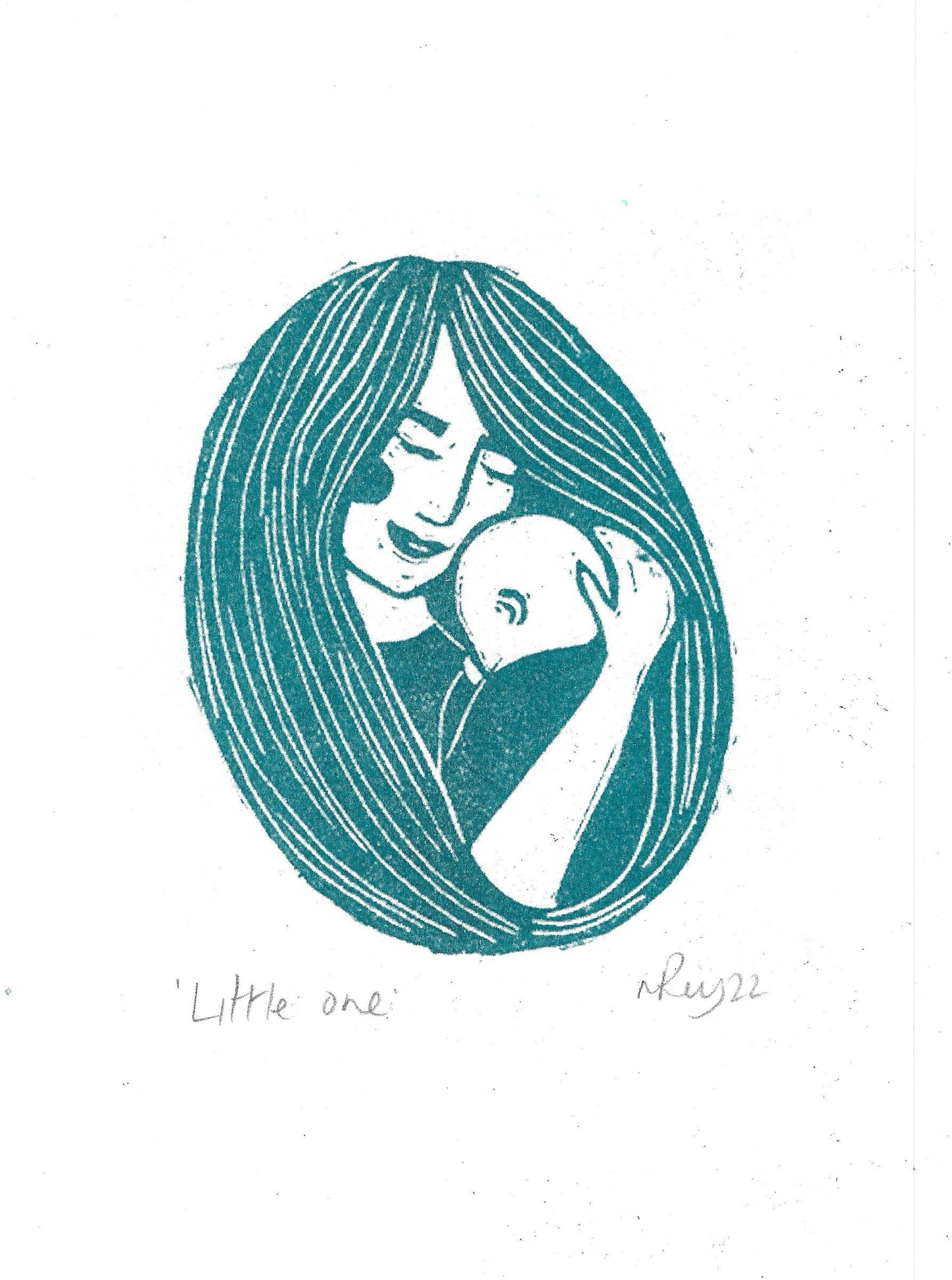 Little One riso print, mum and baby, mother's day, new baby