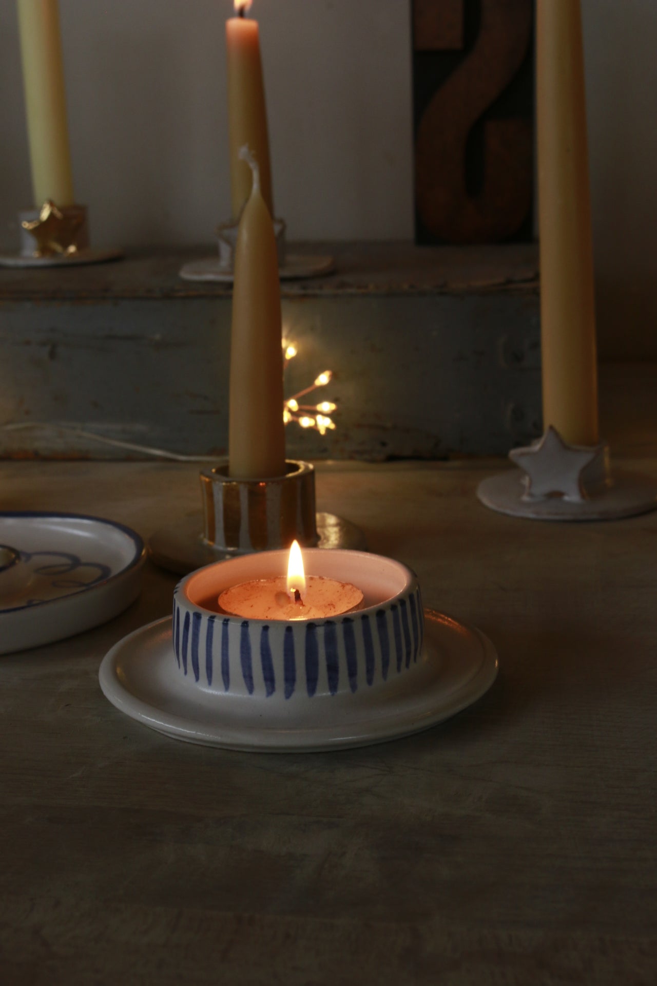 Candle Holder with little stripes