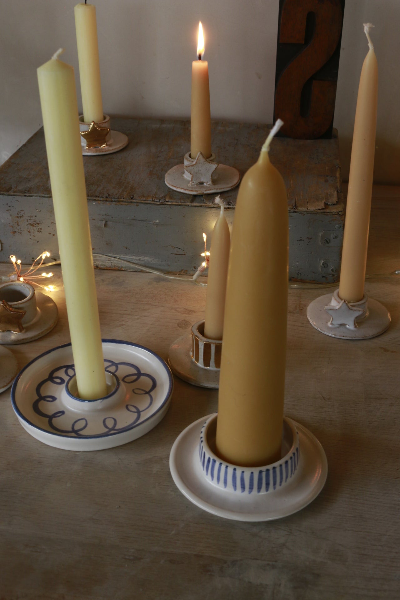 Candle Holder with little stripes