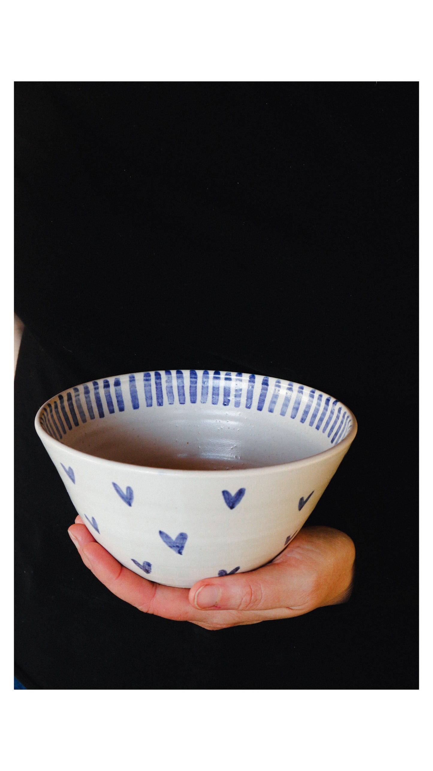 Little Hearts Bowl with inner Stripes