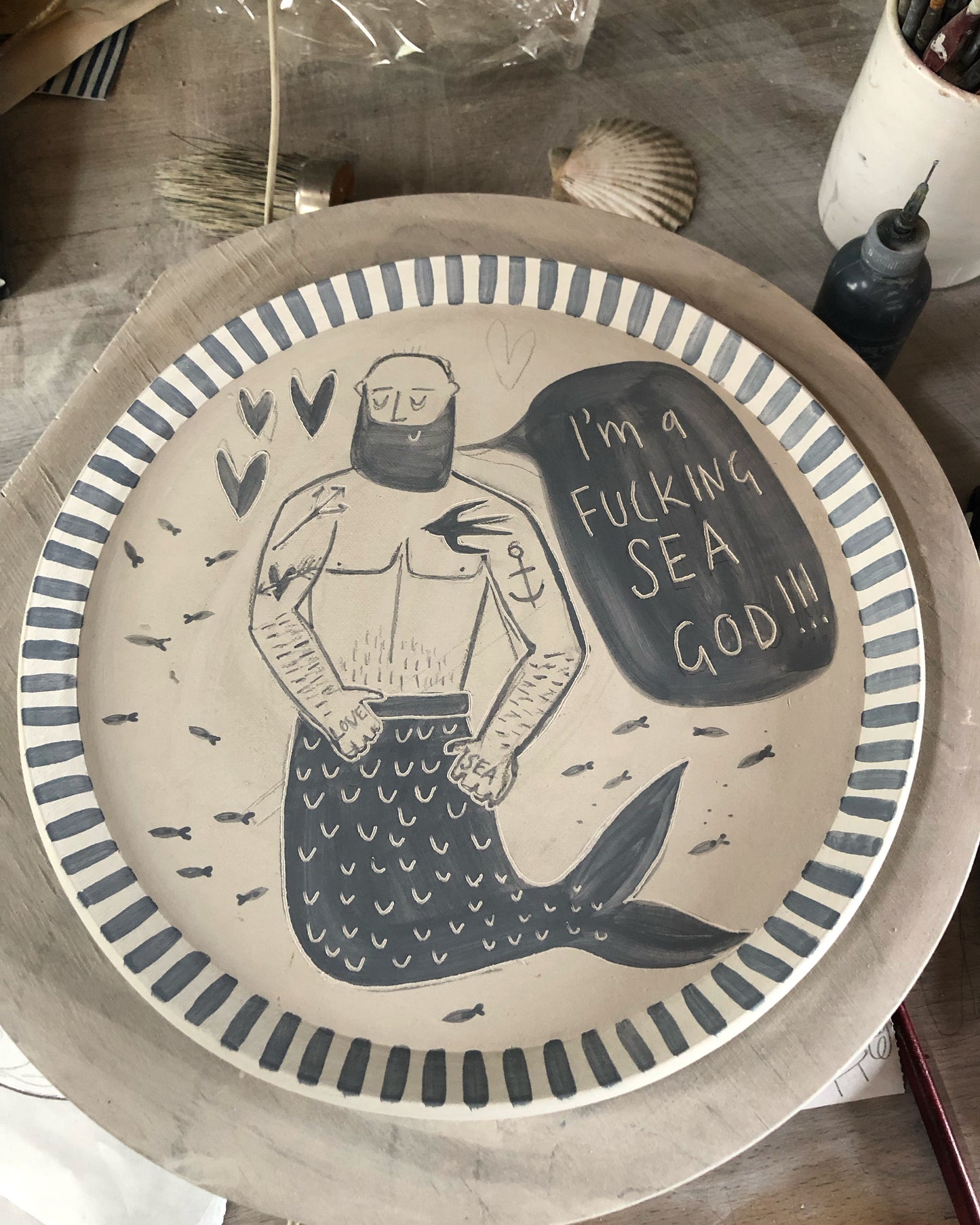 Sweary Merman Wall Plate