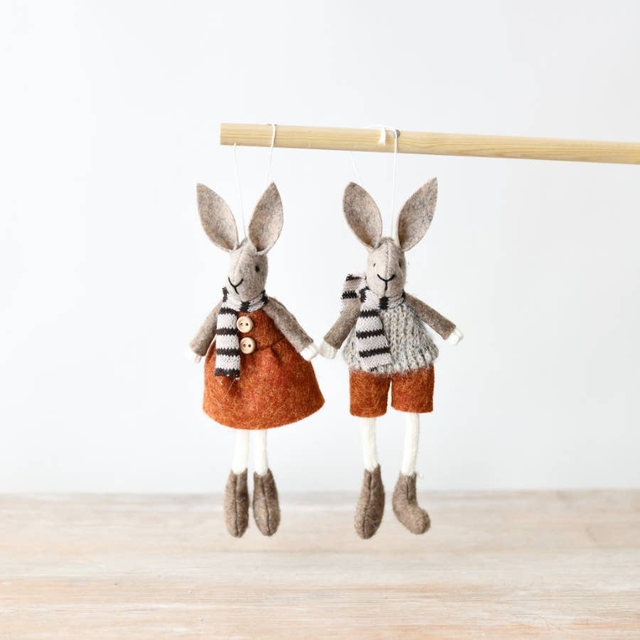 15cm Hanging Rabbit w/ Festive Outfit