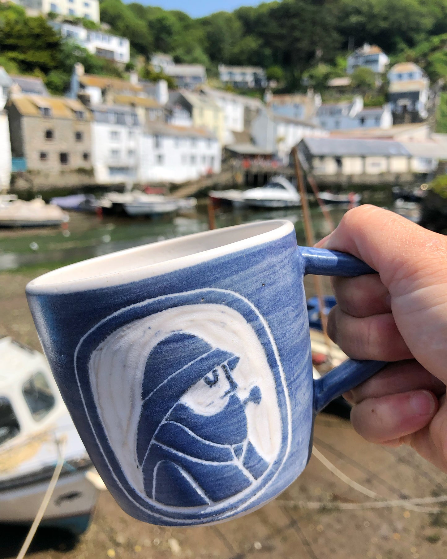Laura Lane stoneware blue and white ivor fisherman mug
