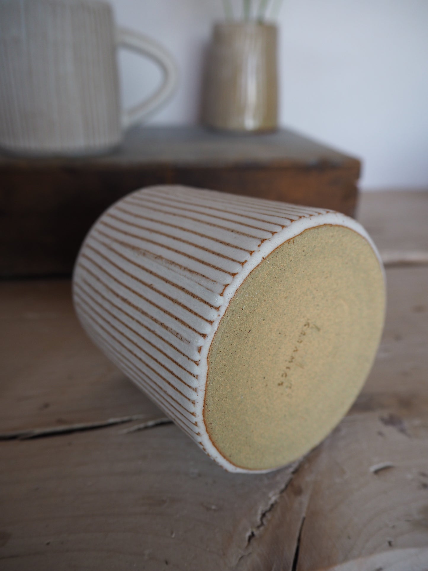 White textured mug
