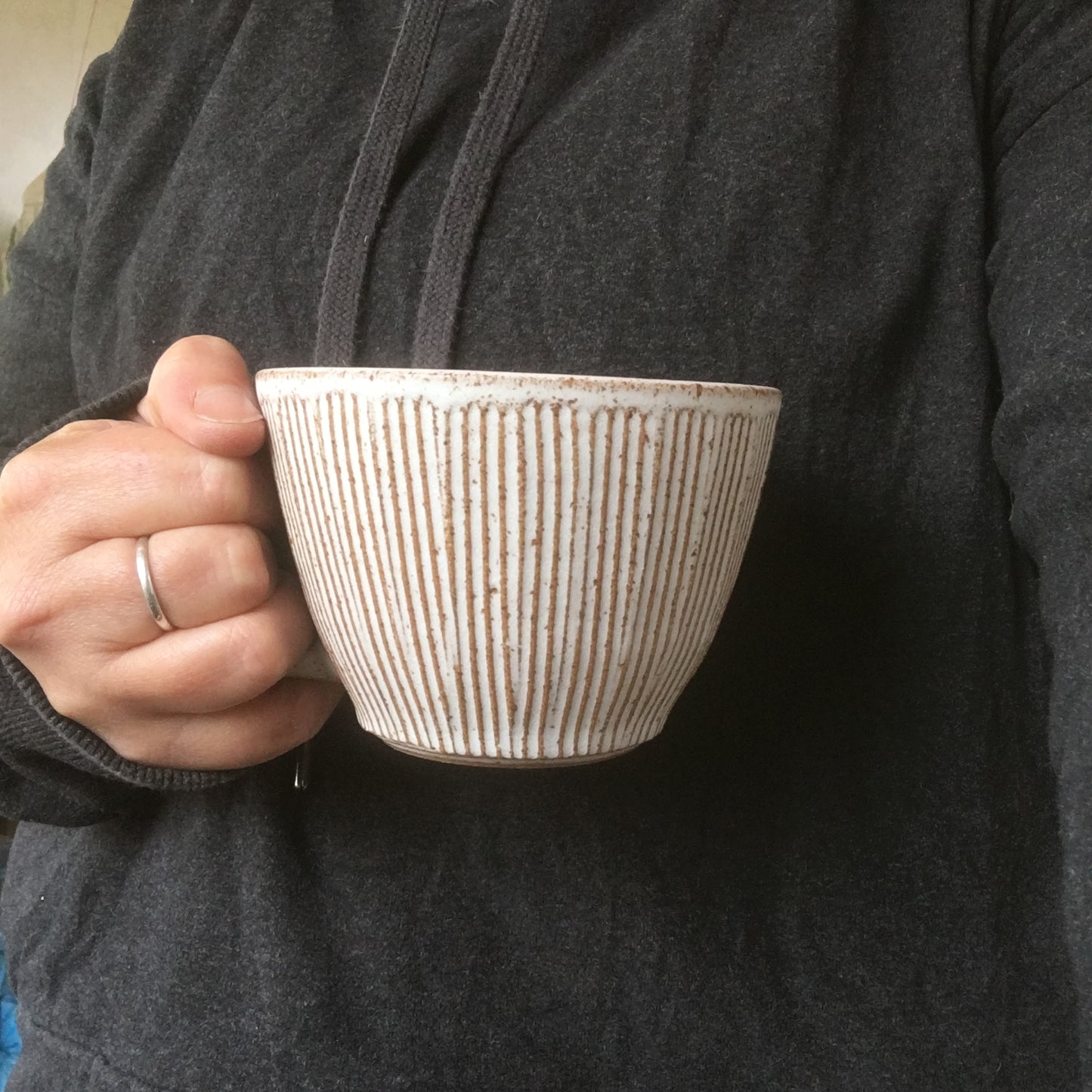 Stoneware textured cappuccino mug