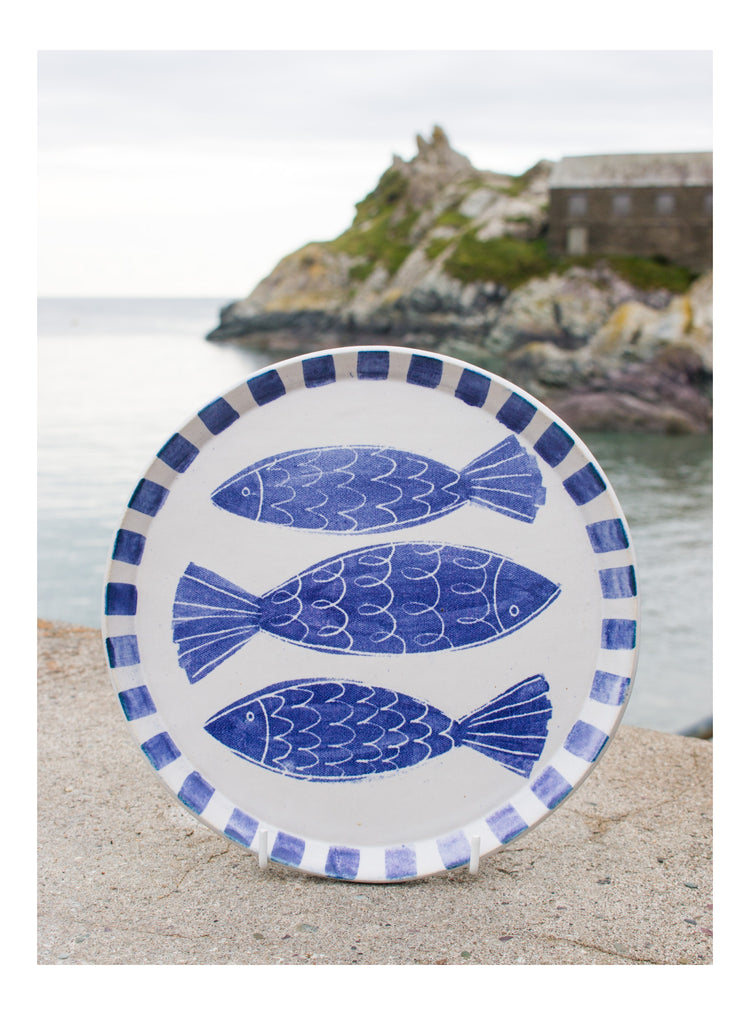 Laura Lane Ceramics Three Fishies Plate