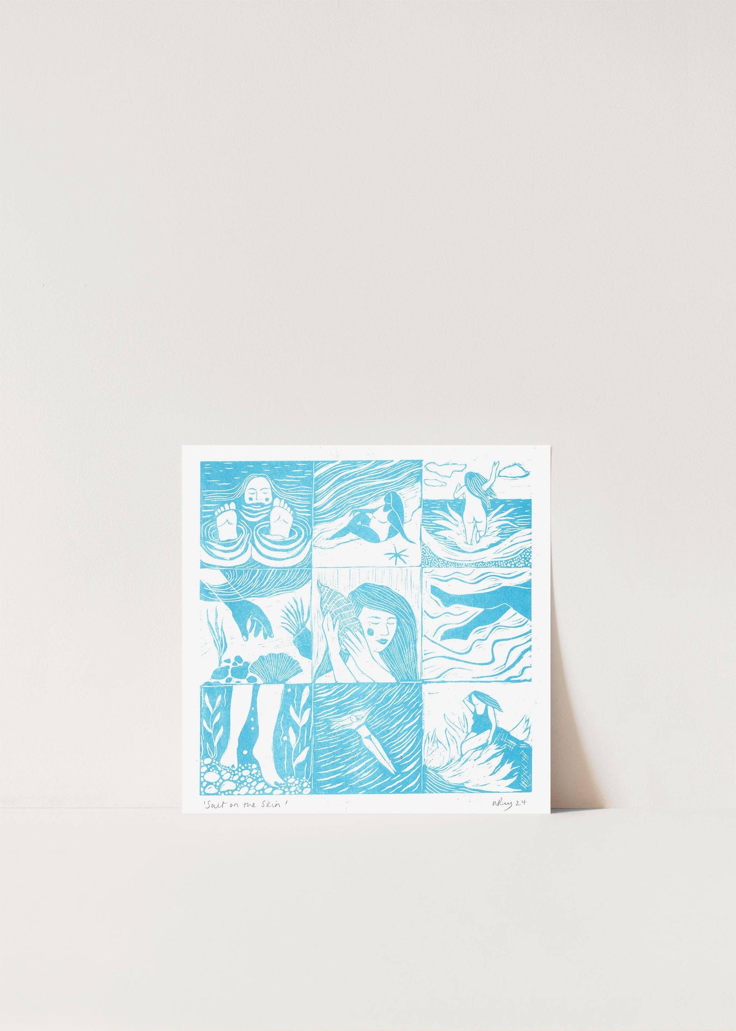 Salt on the Skin riso print, sea, seaside, swimmer, ocean