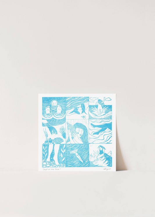 Salt on the Skin riso print, sea, seaside, swimmer, ocean