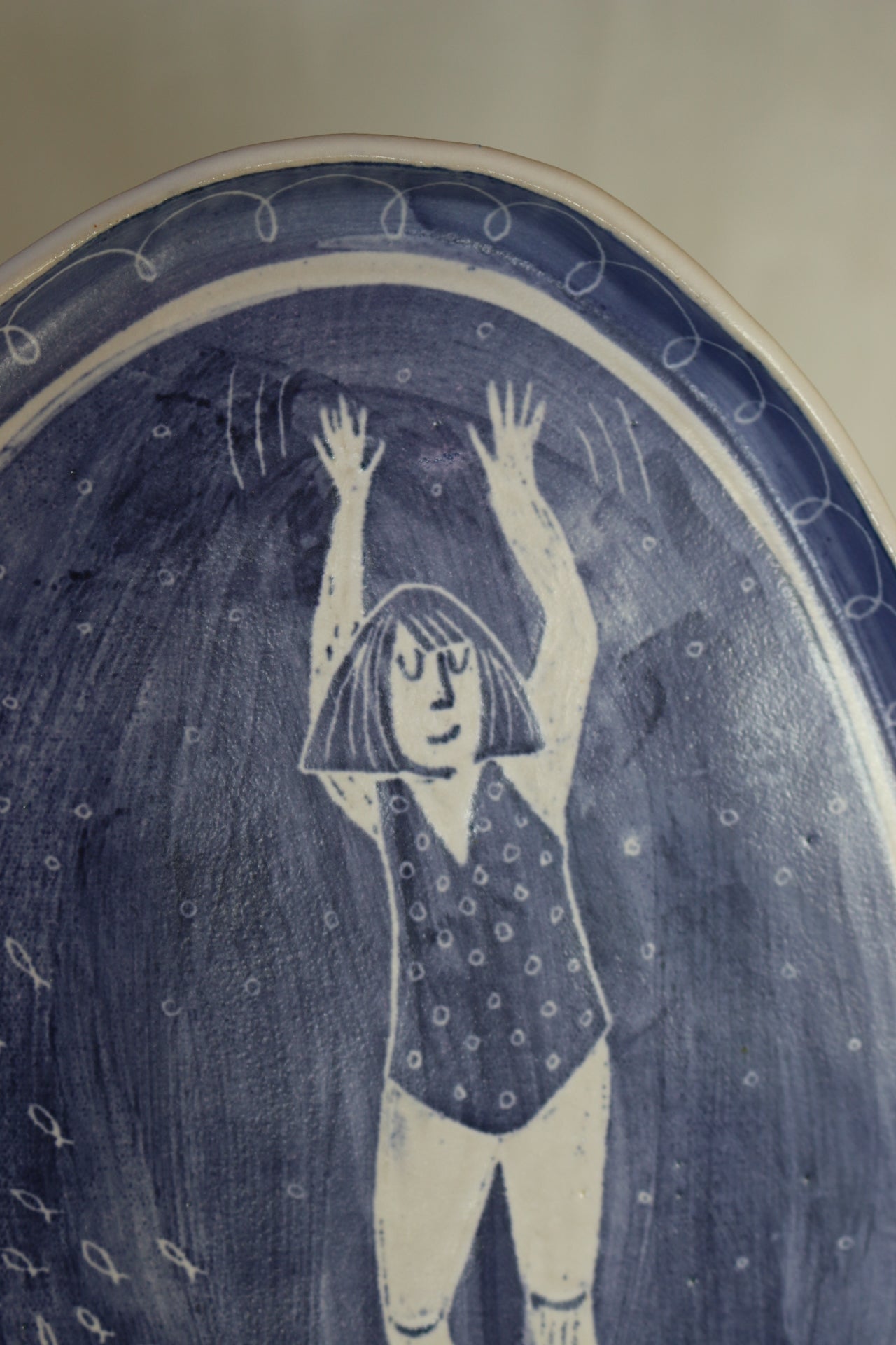 Handmade Oval-ish Swimmer plate
