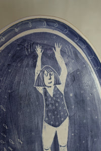 Handmade Oval-ish Swimmer plate