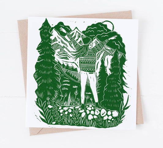 In Her Element Card hiking art, walking, nature, woods