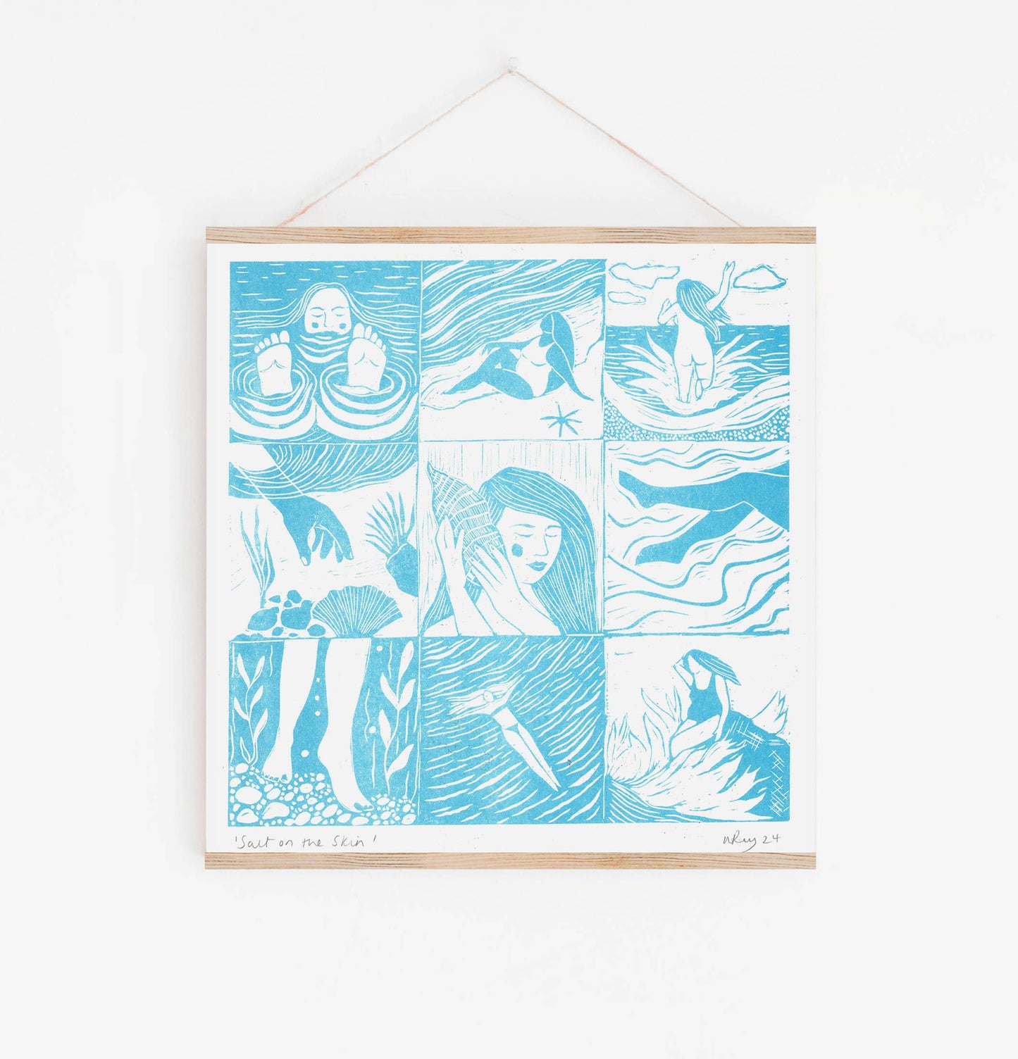 Salt on the Skin riso print, sea, seaside, swimmer, ocean