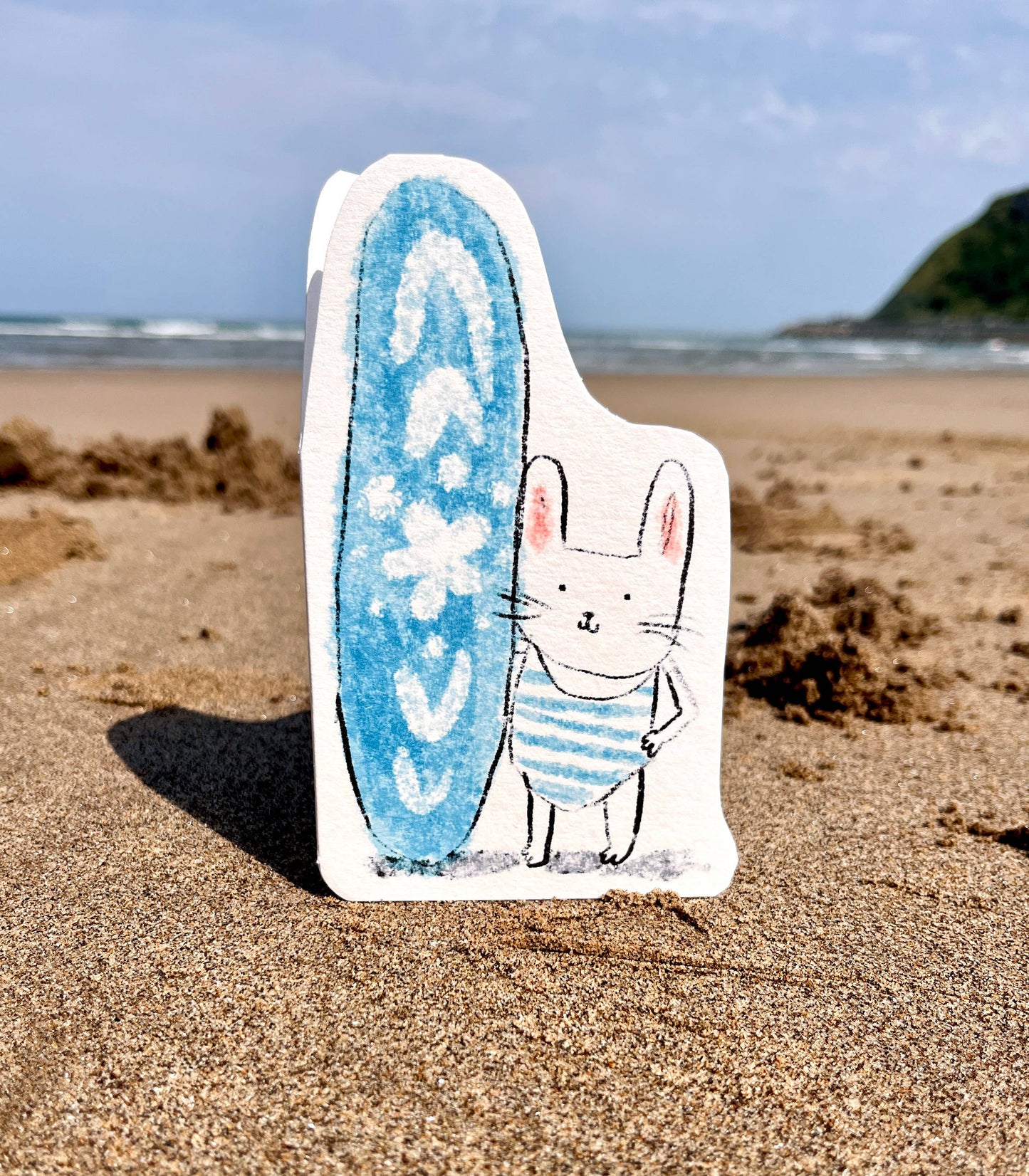 Surfer Bunny Seaside Card
