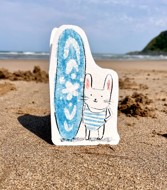 Surfer Bunny Seaside Card