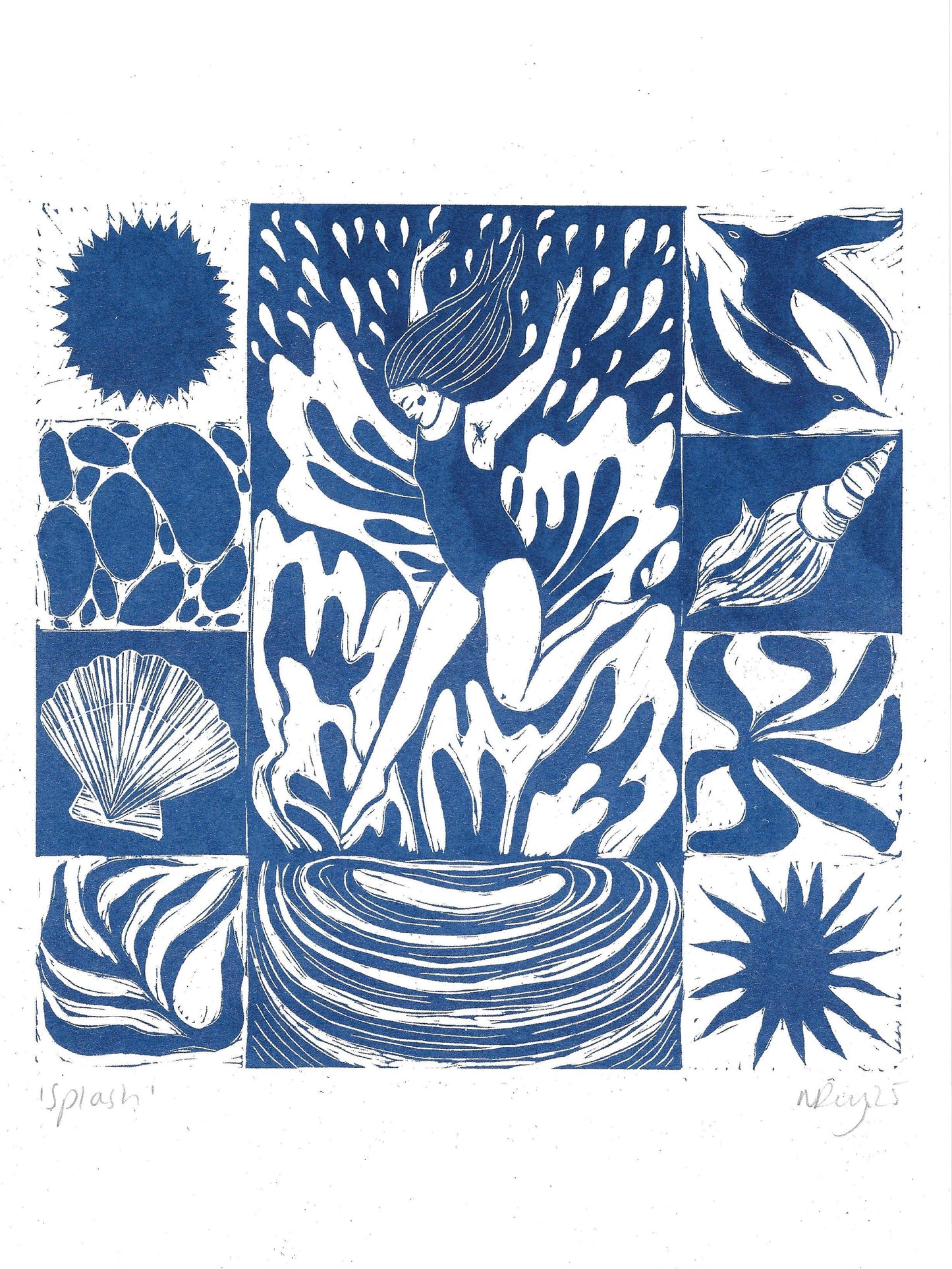 Splash riso, swimming, seaside, water, swim motif