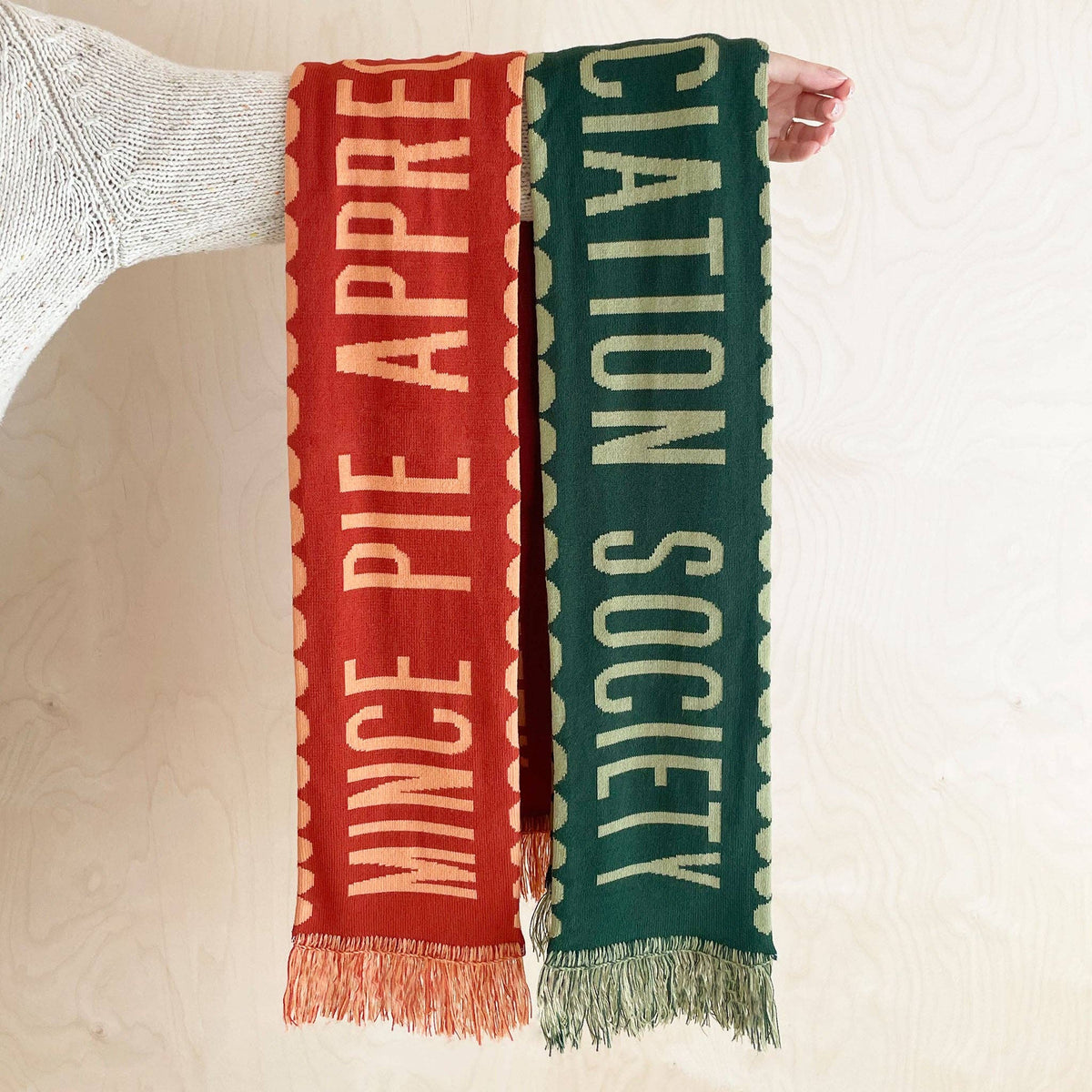 Mince Pie Appreciation Society - Rust Knitted Scarf