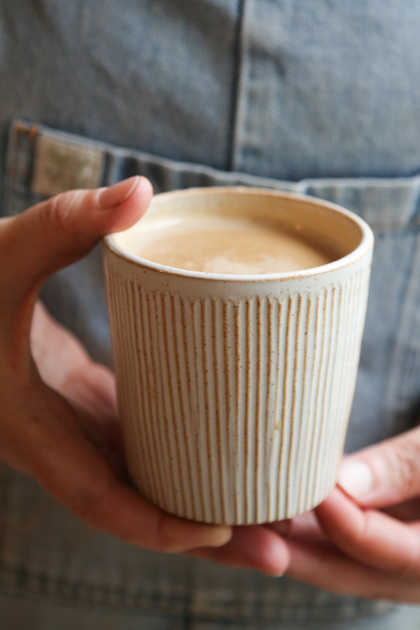 Handmade Stoneware Handless Coffee Cup
