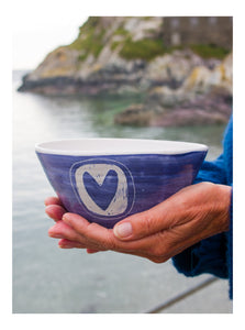 Generous Blue & White Bowl with Heart Detail