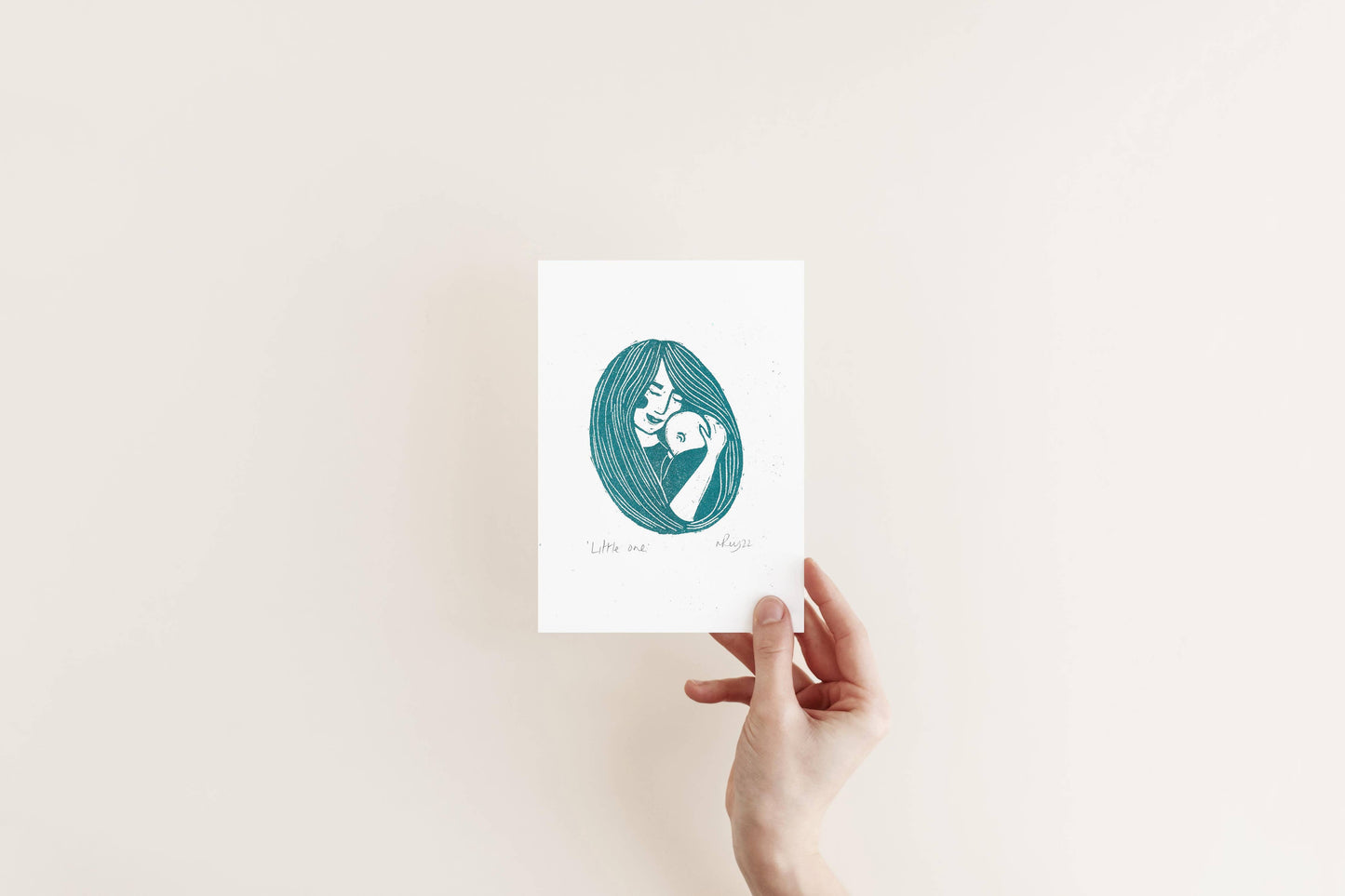 Little One riso print, mum and baby, mother's day, new baby
