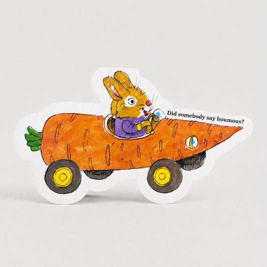 Carrot Bunny Car - Die-cut Card by Richard Scarry