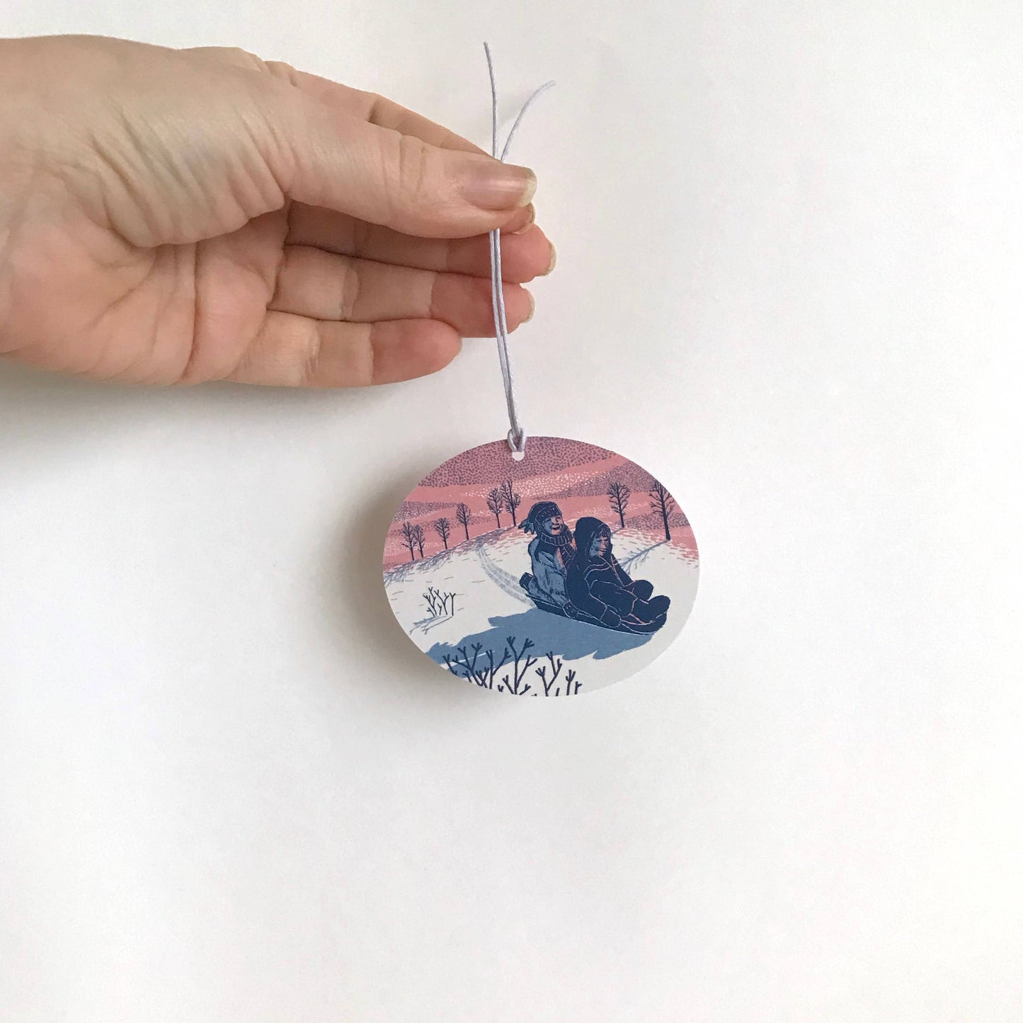 Concertina Card - Sledging at Dusk