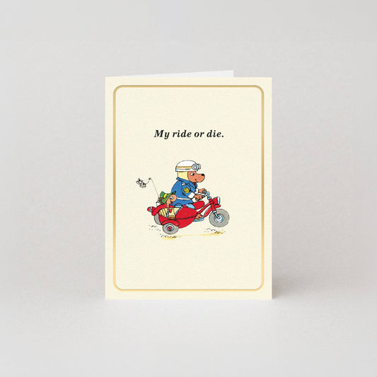 My Ride Or Die - Gold Foil - Mini Card by Richard Scarry