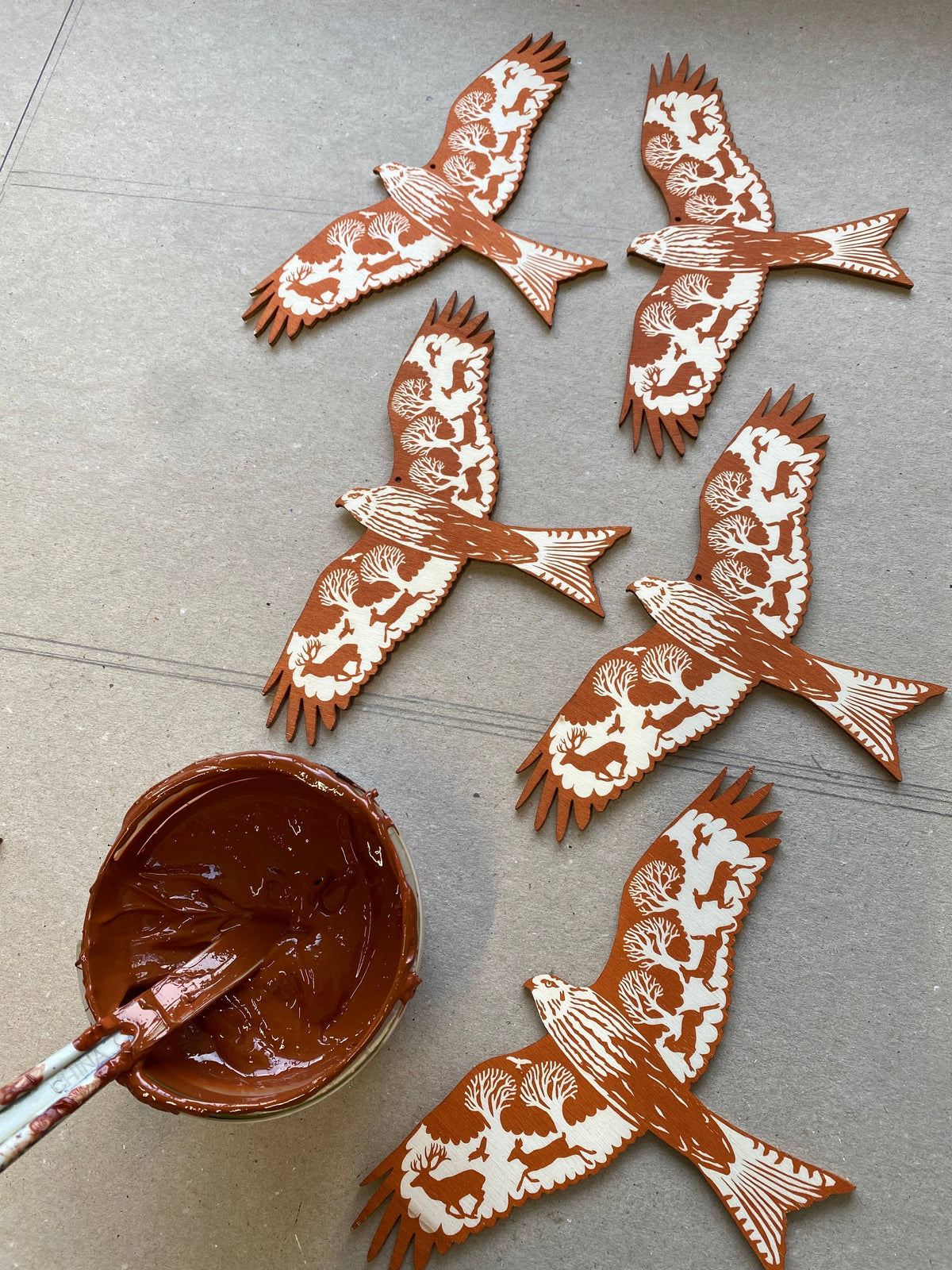 Screenprinted Wooden Decoration - Red Kite