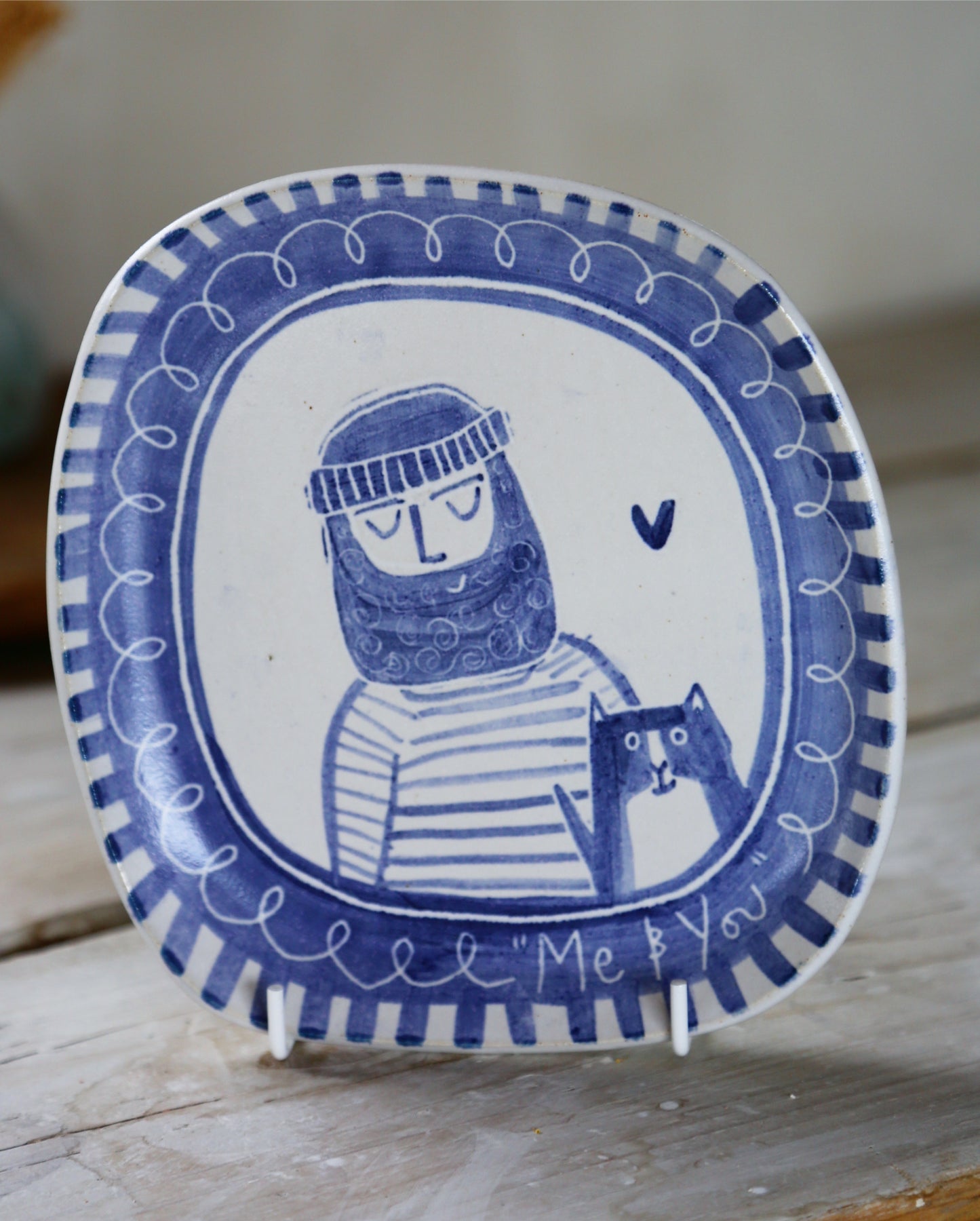 Me & You Fisherman & Cat plate