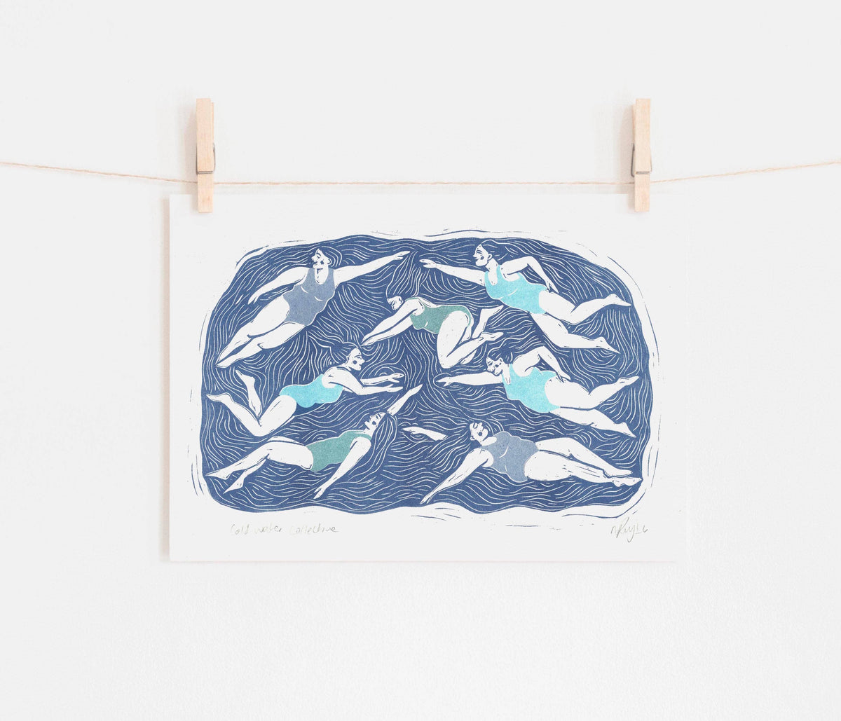 Cold Water Collective print, swimming, sea, swim, friends
