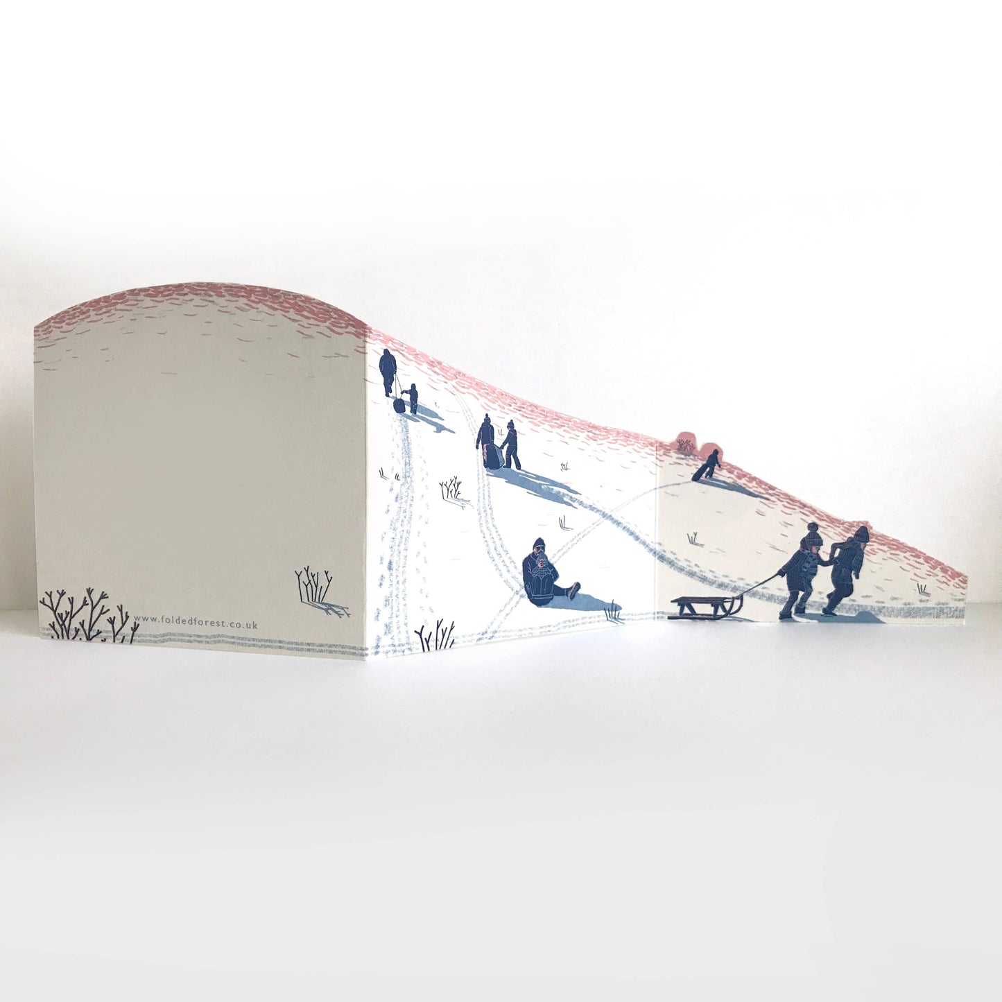 Concertina Card - Sledging at Dusk