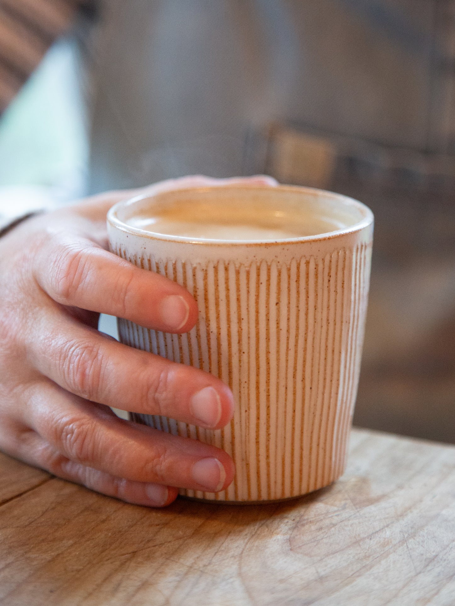 Handmade Stoneware Handless Coffee Cup