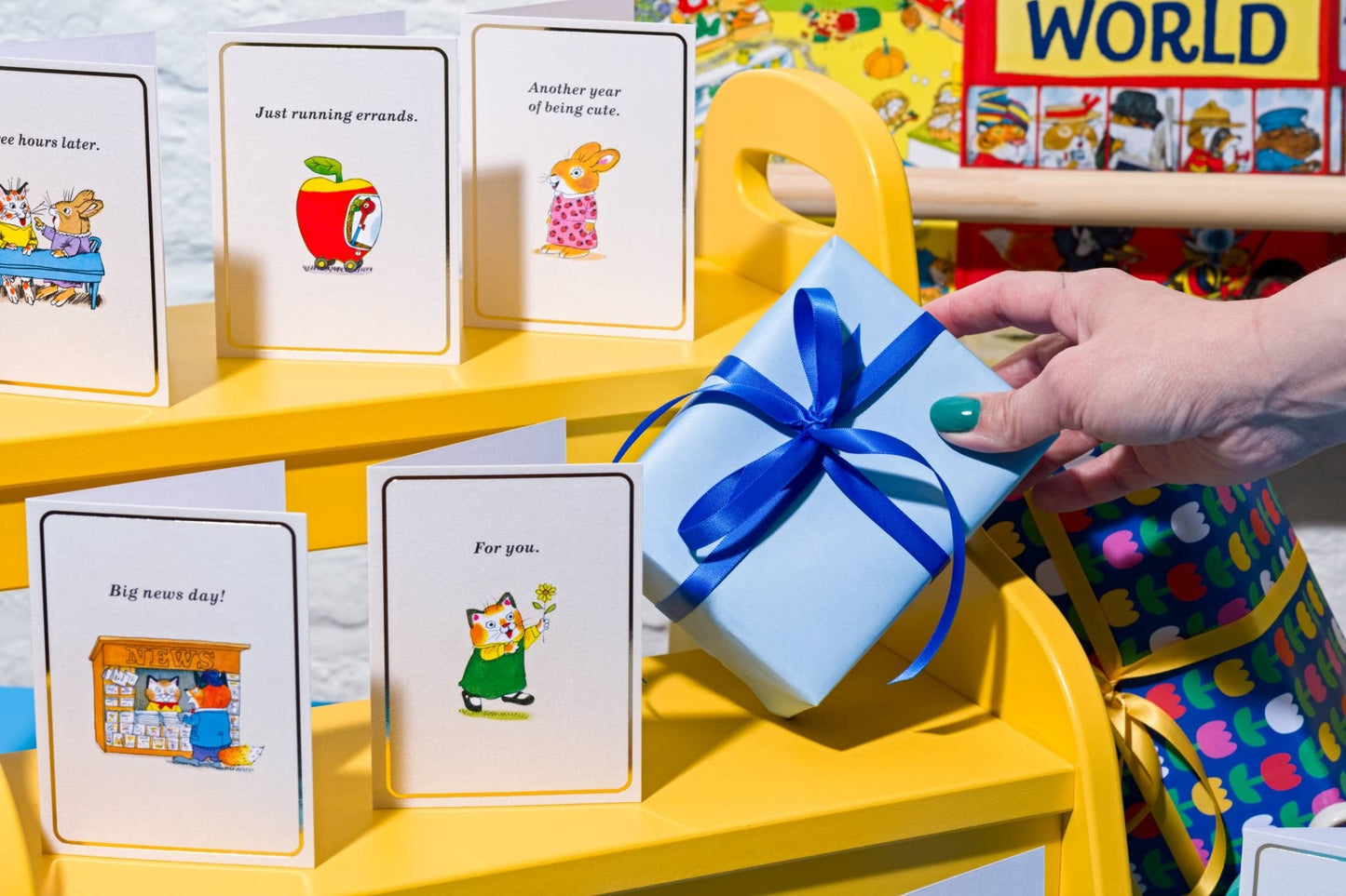 Being Cute - Gold Foil - Mini Card by Richard Scarry