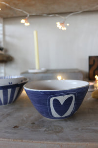 Generous Blue & White Bowl with Heart Detail