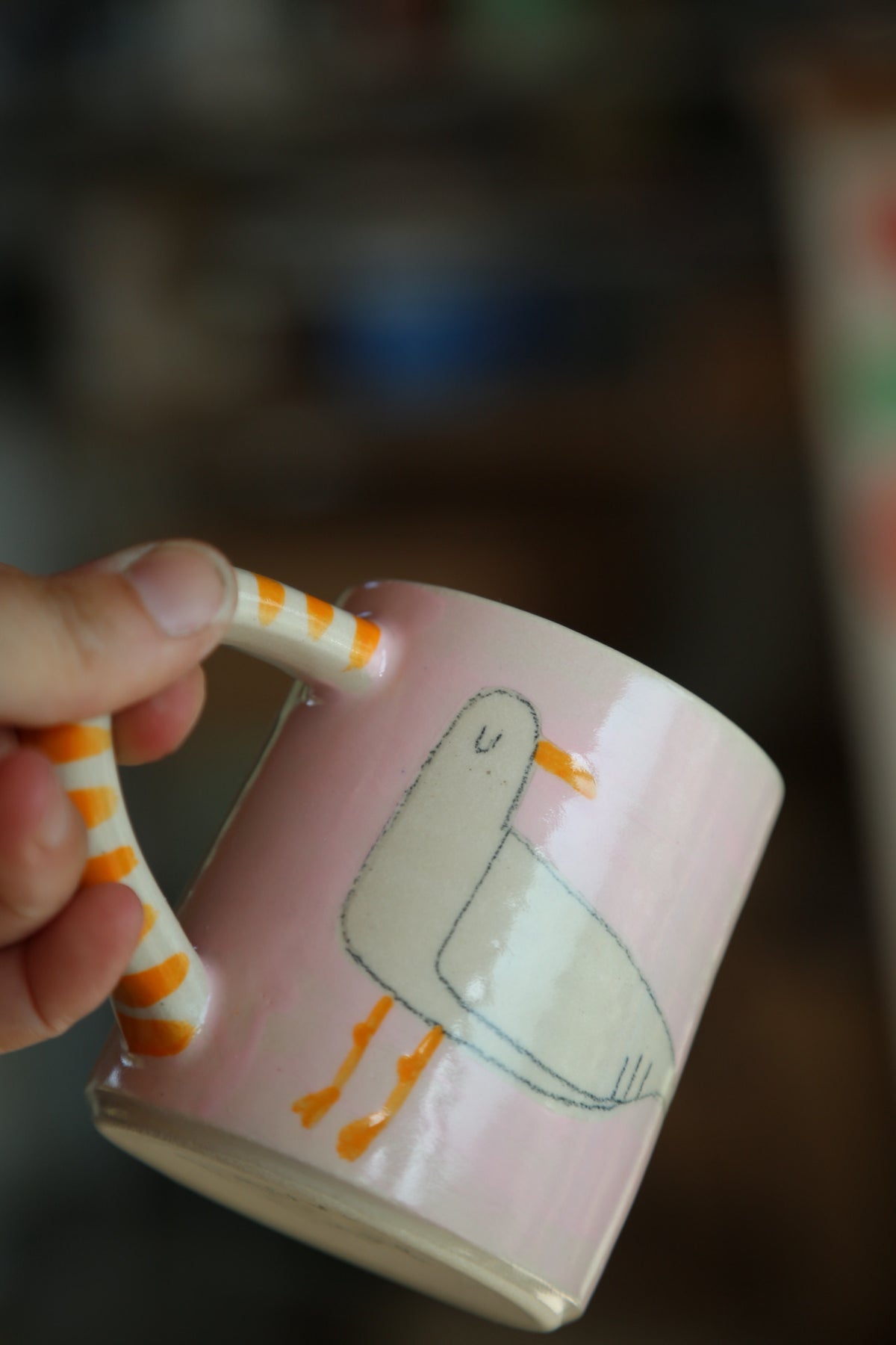 Pink Seagull Coffee Cup