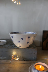 Little Hearts Bowl with inner Stripes