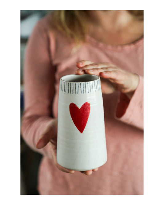 Red Heart Vase