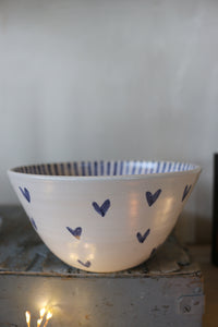 Little Hearts Bowl with inner Stripes