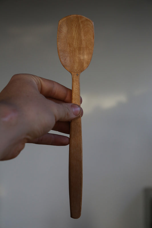 Alder Cooking Spoon With a Worm Hole Handle