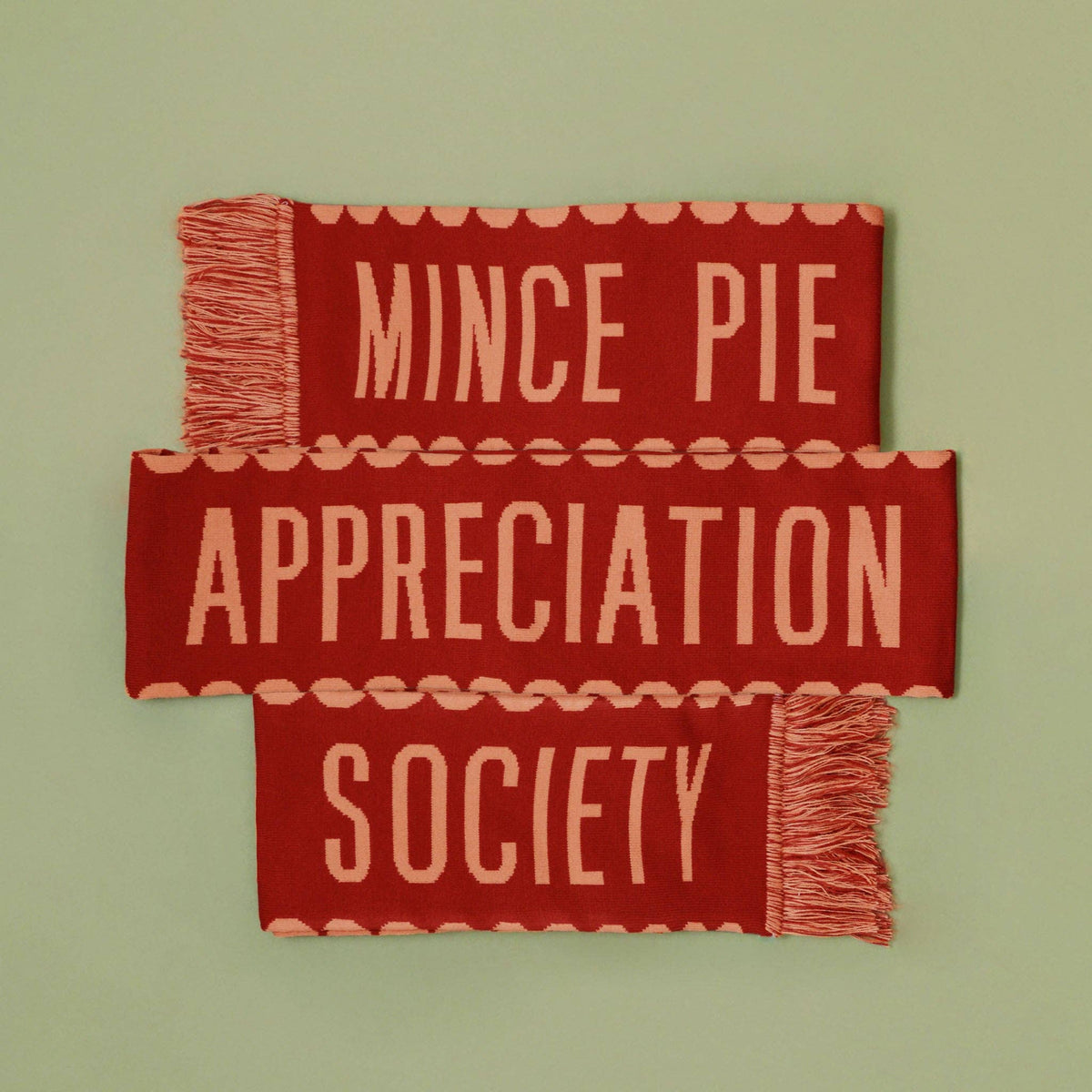 Mince Pie Appreciation Society - Rust Knitted Scarf