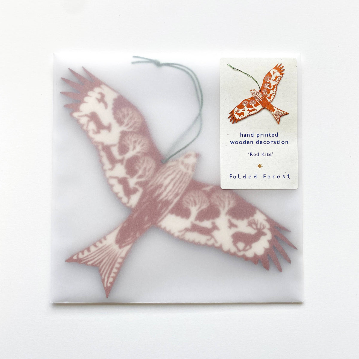 Screenprinted Wooden Decoration - Red Kite