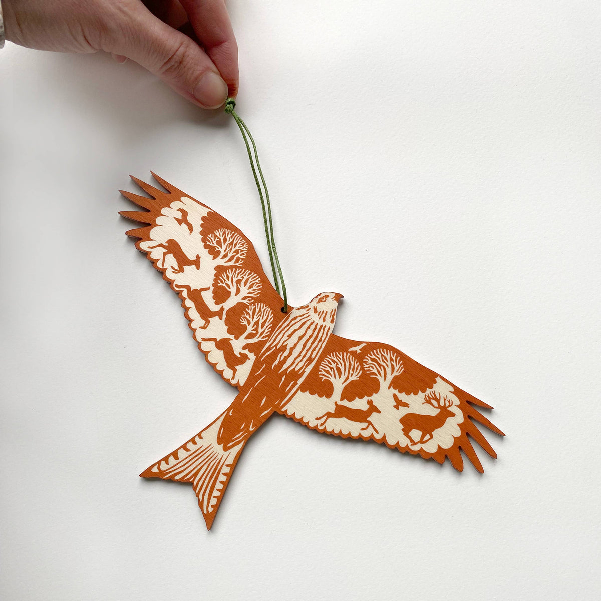 Screenprinted Wooden Decoration - Red Kite