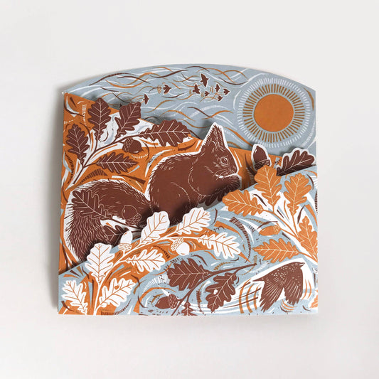 Concertina Card - Autumn Leaves - Squirrel