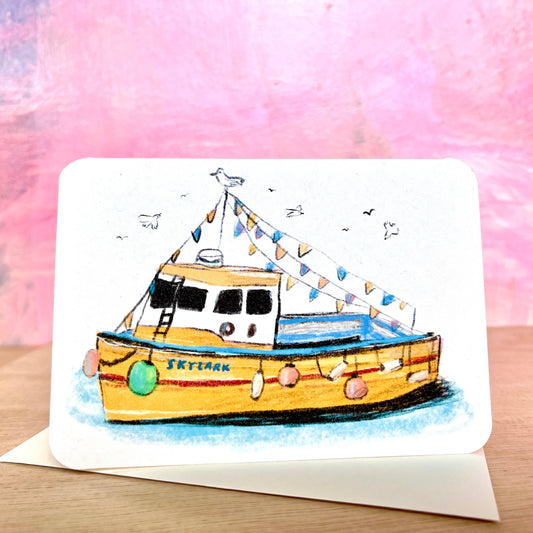 Little Fishing Boat Seaside Card
