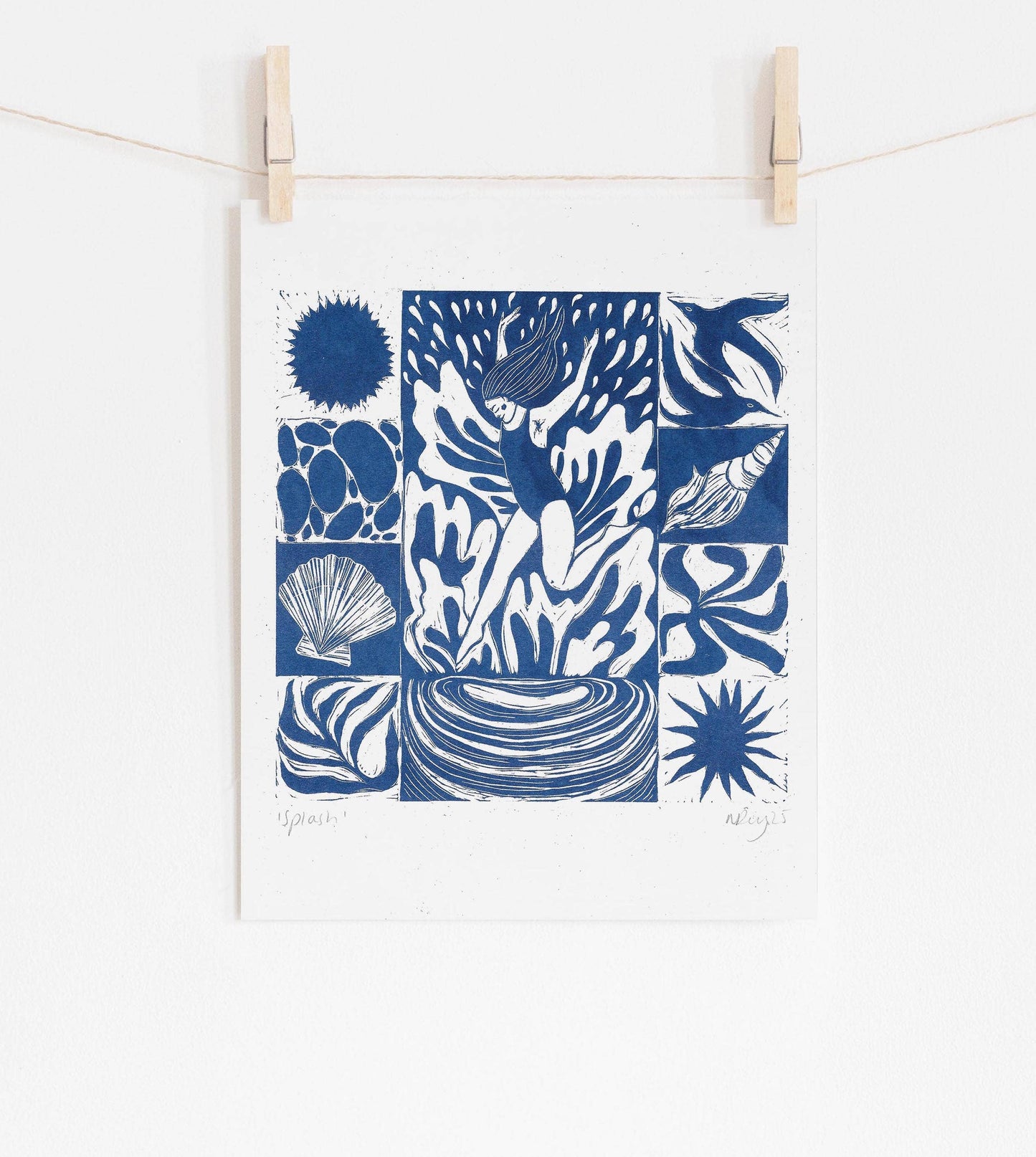 Splash riso, swimming, seaside, water, swim motif