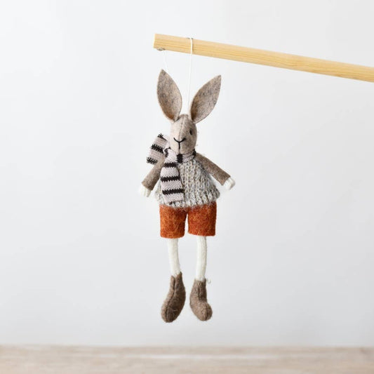 15cm Hanging Rabbit w/ Festive Outfit