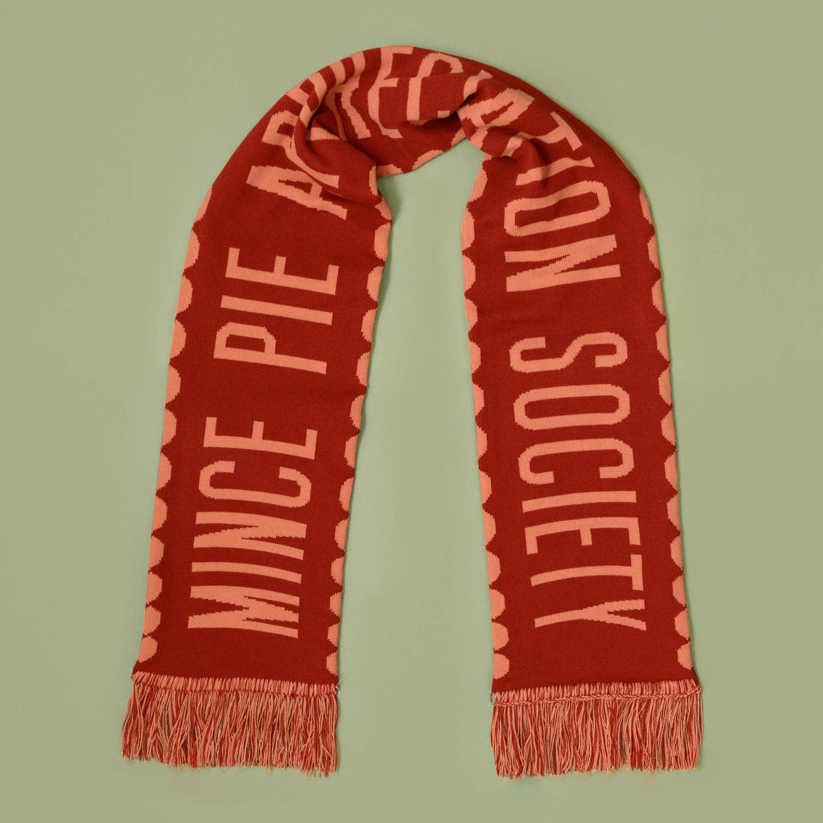 Mince Pie Appreciation Society - Rust Knitted Scarf