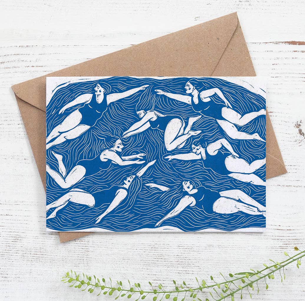 Coldwater Collective greeting card- swimming women, social